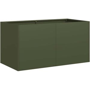 vidaXL Maceta de Acero Verde Oliva 80x40x40 cm - Planta vidaXL Maceta de Acero Verde Oliva 80x40x40 cm - Planta