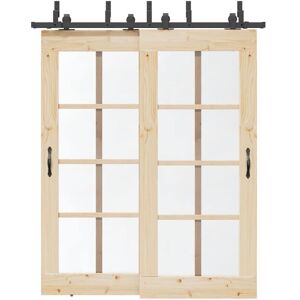 Kit de herrajes para puertas correderas negro 152,5 cm vidaXL Kit de herrajes para puertas correderas negro 152,5 cm vidaXL