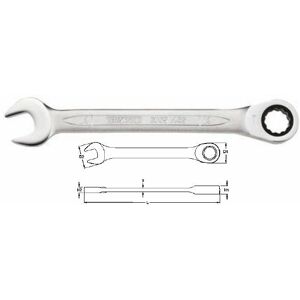Tengtools - Llaves Combinadas Plana Con Carraca Tamaño 22 Mm D1 42.0 Mm D2 46.0 Mm L 285 Mm Tengtools - Llaves Combinadas Plana Con Carraca Tamaño 22 Mm D1 42.0 Mm D2 46.0 Mm L 285 Mm