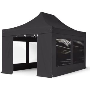 TOOLPORT 3x4,5m Gazebo Pieghevole Pes 800 Con Laterali (finestre Panoramiche), Professional 40mm Alluminio, Nero TOOLPORT 3x4,5m Gazebo Pieghevole Pes 800 Con Laterali (finestre Panoramiche), Professional 40mm Alluminio, Nero