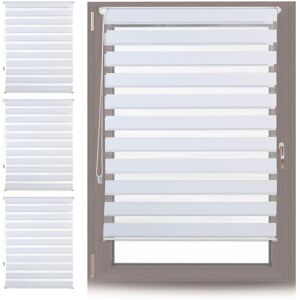 RELAXDAYS 4 Estores Dobles De Sujeción Fija, Sin Perforaciones De Tela Blanco 106x156 Cm, Blanco RELAXDAYS 4 Estores Dobles De Sujeción Fija, Sin Perforaciones De Tela Blanco 106x156 Cm, Blanco