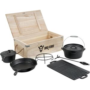 Bbq-toro - Set De 7 Ollas Holandesas Con Caja De Madera Y Muchos Accesorios Bbq-toro - Set De 7 Ollas Holandesas Con Caja De Madera Y Muchos Accesorios