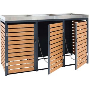 Décoshop26 - Refugio Para Cubo De Basura Con Cerradura Y Macetero 124x200x84 Cm Wpc Acero Inoxidable 107 Kg Aspecto Teca 040008238 Décoshop26 - Refugio Para Cubo De Basura Con Cerradura Y Macetero 124x200x84 Cm Wpc Acero Inoxidable 107 Kg Aspecto Teca 040008238