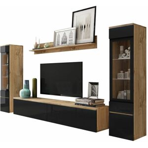 MIRJAN24 Mobilier1 - Conjunto De Salón Sarasota 126, Roble Wotan + Negro Brillante MIRJAN24 Mobilier1 - Conjunto De Salón Sarasota 126, Roble Wotan + Negro Brillante