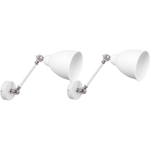 Conjunto de 2 lámparas de pared blancas de metal ajustables - Beliani Conjunto de 2 lámparas de pared blancas de metal ajustables - Beliani