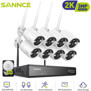 Kit Videosorveglianza Wifi 8ch Con 8 Telecamere Wireless Ip 3mp Intelligenti Microfono Sistema Di Sorveglianza Eseterno,2tb - Sannce Kit Videosorveglianza Wifi 8ch Con 8 Telecamere Wireless Ip 3mp Intelligenti Microfono Sistema Di Sorveglianza Eseterno,2tb - Sannce