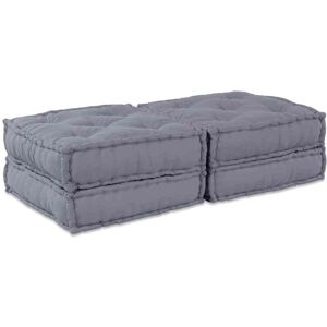 vidaXL - Pouffe Set 2 - Gris - 70x70x36 cm - Pouffe set vidaXL - Pouffe Set 2 - Gris - 70x70x36 cm - Pouffe set