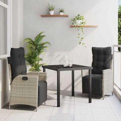 Conjunto de Comedor de Jardín en Rattan de Polietileno - Gris Claro - Solo para Exteriores Conjunto de Comedor de Jardín en Rattan de Polietileno - Gris Claro - Solo para Exteriores