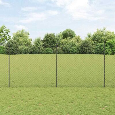 Conjunto de Cerca de Jardín vidaXL 20 Postes Gris 1.4x10 m Acero Conjunto de Cerca de Jardín vidaXL 20 Postes Gris 1.4x10 m Acero