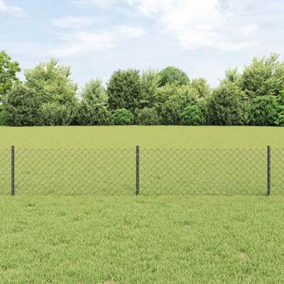 Cerca de eslabones de cadena con 10 postes en u gris 0.4x10 m - Cerca Cerca de eslabones de cadena con 10 postes en u gris 0.4x10 m - Cerca