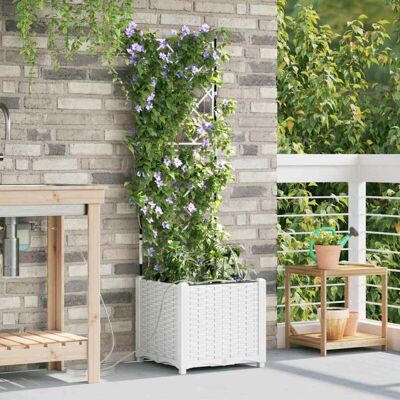 VidaXL Maceteros de jardín con sistema de riego blanco - Macetero VidaXL Maceteros de jardín con sistema de riego blanco - Macetero
