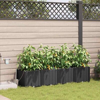 Vidaxl Macetero de jardín negro con sistema de riego Vidaxl Macetero de jardín negro con sistema de riego