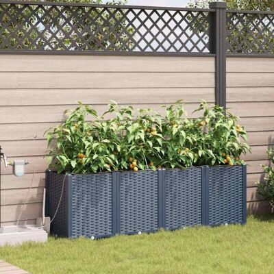 Jardineras con sistema de riego VidaXL 4 piezas Gris - Soporte para plantas Jardineras con sistema de riego VidaXL 4 piezas Gris - Soporte para plantas