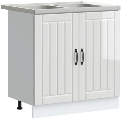 vidaXL Conjunto de 2 Armarios de Madera de Alto Brillo Blanco - Armario de Almacenamiento vidaXL Conjunto de 2 Armarios de Madera de Alto Brillo Blanco - Armario de Almacenamiento