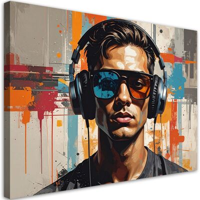 FEEBY Impresión De Imagen Abstracción: Hombre Con Auriculares Y Gafas 120x80 FEEBY Impresión De Imagen Abstracción: Hombre Con Auriculares Y Gafas 120x80