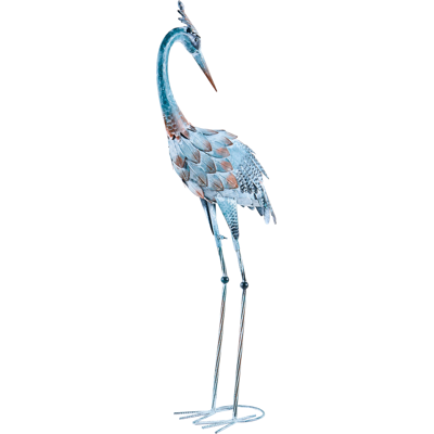 BELIANI Escultura De Pájaro De Metal Hierro Hecha A Mano Animal De Pie Decoración Azul Aklan BELIANI Escultura De Pájaro De Metal Hierro Hecha A Mano Animal De Pie Decoración Azul Aklan