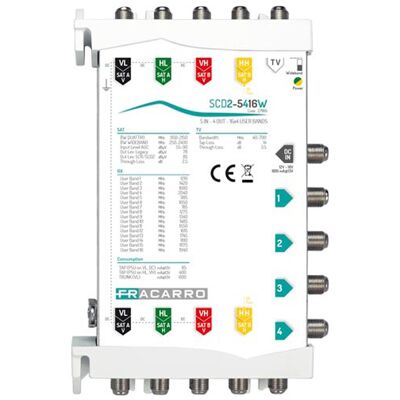 Fracarro SCD2-5416W Multiswitch - 4 SAT, 1 TV, Banda ancha 250-2400 MHz Fracarro SCD2-5416W Multiswitch - 4 SAT, 1 TV, Banda ancha 250-2400 MHz