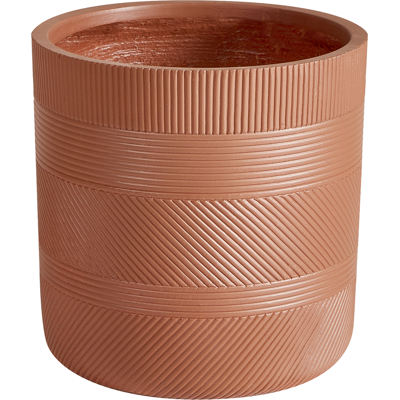 Beliani - Maceta Redonda De Fibra De Arcilla En Relieve Patrón Marrón ⌀ 31 Cm Voula Beliani - Maceta Redonda De Fibra De Arcilla En Relieve Patrón Marrón ⌀ 31 Cm Voula