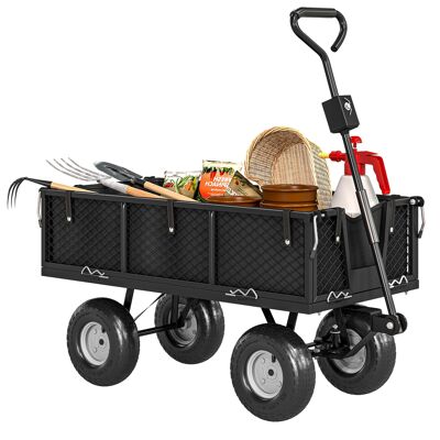 JHY DESIGN Carrello/rimorchio Da Giardino Da 300 Kg Con Telone Removibile E Maniglia Girevole A 180°, Sponde Pieghevoli, Nero JHY DESIGN Carrello/rimorchio Da Giardino Da 300 Kg Con Telone Removibile E Maniglia Girevole A 180°, Sponde Pieghevoli, Nero