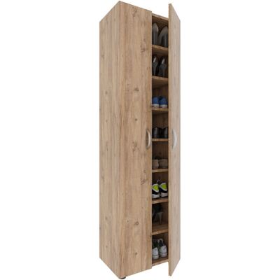 Armario Zapatero VCM Ulas - 8 Compartimentos, 2 Puertas - Madera, Beige, 49x173x30cm Armario Zapatero VCM Ulas - 8 Compartimentos, 2 Puertas - Madera, Beige, 49x173x30cm