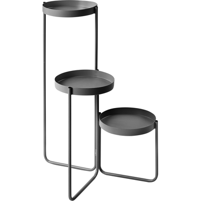 BELIANI Soporte Para Macetas Redondas 21 X 42 X 60 Cm Metal Negro Fragaria BELIANI Soporte Para Macetas Redondas 21 X 42 X 60 Cm Metal Negro Fragaria