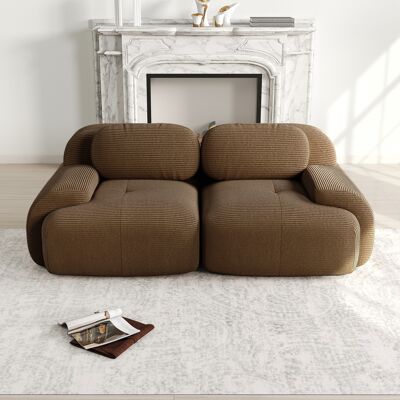 JHY DESIGN Sofá De Dos Plazas De Pana, Sin Marco, Modular, Con Reposabrazos Curvos Y Base Antideslizante, Tapicería De Alta Elasticidad Para Salón, Dormitorio Y Cine En Casa, Color Marrón. JHY DESIGN Sofá De Dos Plazas De Pana, Sin Marco, Modular, Con Reposabrazos Curvos Y Base Antideslizante, Tapicería De Alta Elasticidad Para Salón, Dormitorio Y Cine En Casa, Color Marrón.