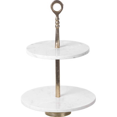 BELIANI Frutero De Metal Mármol Blanco Dorado 50 Cm 2 Platos Moderno Glamuroso Tarum BELIANI Frutero De Metal Mármol Blanco Dorado 50 Cm 2 Platos Moderno Glamuroso Tarum