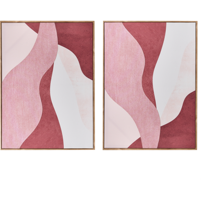 BELIANI Conjunto De 2 Lienzos Decorativos Hechos A Mano Con Formas Abstractas De Materiales Sintéticos Marco De Madera De Pino Rosa Gowran BELIANI Conjunto De 2 Lienzos Decorativos Hechos A Mano Con Formas Abstractas De Materiales Sintéticos Marco De Madera De Pino Rosa Gowran