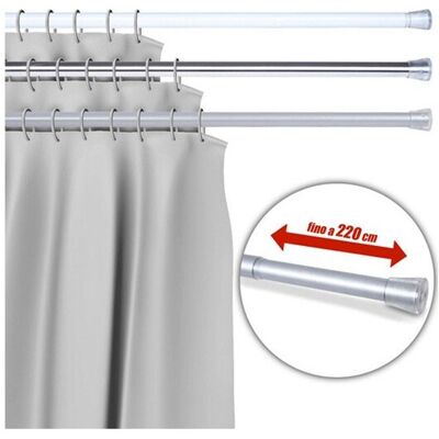 Trade Shop - Barra Telescopica Per Tenda Da Doccia 125 Cm Fino A 220 Cm Alluminio Cromato - Trade Shop - Barra Telescopica Per Tenda Da Doccia 125 Cm Fino A 220 Cm Alluminio Cromato -