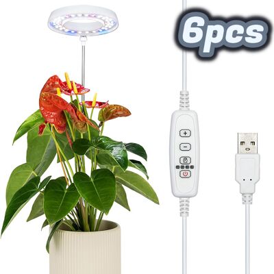 COOCHEER Luz Led De Jardín De Espectro Completo, Luz De Cultivo Interior Con Cargador Usb Y Temporizador Automático De 4/8/12/18 Horas, Luz Led De Jardín Con 3 Modos De Iluminación Y 5 Niveles De Brillo, (6 Pi COOCHEER Luz Led De Jardín De Espectro Completo, Luz De Cultivo Interior Con Cargador Usb Y Temporizador Automático De 4/8/12/18 Horas, Luz Led De Jardín Con 3 Modos De Iluminación Y 5 Niveles De Brillo, (6 Pi