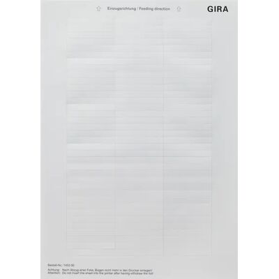 Gira 145500 Hojas de Etiquetas - Para Taster y Interruptores Gira 145500 Hojas de Etiquetas - Para Taster y Interruptores