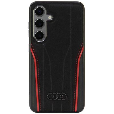 Funda Dura de Cuero Genuino Audi MagSafe S24 S921 Negro-Rojo - Carcasa para Teléfono Funda Dura de Cuero Genuino Audi MagSafe S24 S921 Negro-Rojo - Carcasa para Teléfono