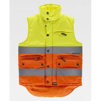 Chaleco Fluor De Cuello Alto Alargado Workteam S4063 En Tejido Oxford S Amarillo A.v.+ Naranja A.v. Chaleco Fluor De Cuello Alto Alargado Workteam S4063 En Tejido Oxford S Amarillo A.v.+ Naranja A.v.