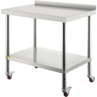 OEM Edelstahl-vorbereitungstisch, 76,2 X 61 X 89 Cm, 200 Kg Tragkraft, Robuster Metallarbeitstisch Mit Verstellbarer Rückwand & 4 Rollen, Gewerblicher Arbeitsplatz Für Küchenrestaurants OEM Edelstahl-vorbereitungstisch, 76,2 X 61 X 89 Cm, 200 Kg Tragkraft, Robuster Metallarbeitstisch Mit Verstellbarer Rückwand & 4 Rollen, Gewerblicher Arbeitsplatz Für Küchenrestaurants