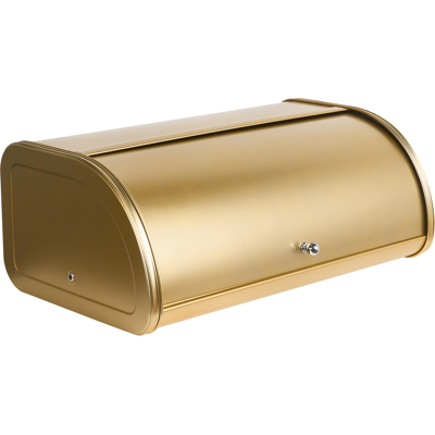 BELIANI Panera De Metal De Acero Inoxidable Con Tapa Enrollable 45 X 26 X 17 Cm Dorado Delectation BELIANI Panera De Metal De Acero Inoxidable Con Tapa Enrollable 45 X 26 X 17 Cm Dorado Delectation