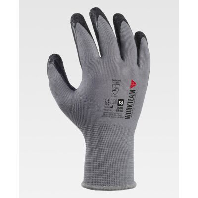 Guantes De 13 Galgas, Con Soporte De Poliéster Y Recubimiento De Látex Rugoso Workteam G6000 (12 Pares) 8 Gris / Negro Guantes De 13 Galgas, Con Soporte De Poliéster Y Recubimiento De Látex Rugoso Workteam G6000 (12 Pares) 8 Gris / Negro