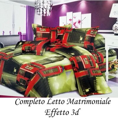 Trade Shop - Completo Letto 3d Lenzuola Matrimoniale Sotto Sopra Copri Cuscini Bus Londinese - Trade Shop - Completo Letto 3d Lenzuola Matrimoniale Sotto Sopra Copri Cuscini Bus Londinese -