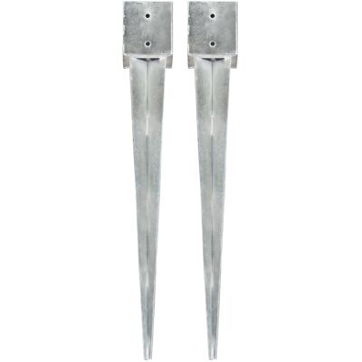 vidaXL Picas de tierra 2 piezas plateadas 12x12x89 cm Acero galvanizado - Pica de tierra vidaXL Picas de tierra 2 piezas plateadas 12x12x89 cm Acero galvanizado - Pica de tierra