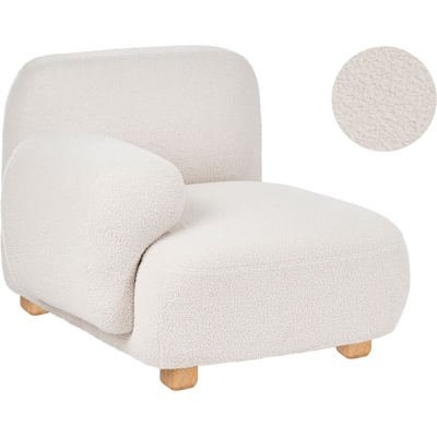 BELIANI Módulo Esquinero Derecho De Bouclé Asiento 1 Plaza Patas De Madera Moderno Blanco Crema Amli BELIANI Módulo Esquinero Derecho De Bouclé Asiento 1 Plaza Patas De Madera Moderno Blanco Crema Amli