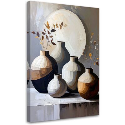 FEEBY Impresión De Imagen, Naturaleza Muerta Jarras Hojas En Beige, 60x90 FEEBY Impresión De Imagen, Naturaleza Muerta Jarras Hojas En Beige, 60x90