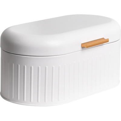 BELIANI Panera De Metal Con Tapa Decorativa 33 X 17 X 16 Cm Cocina Blanca Douceur BELIANI Panera De Metal Con Tapa Decorativa 33 X 17 X 16 Cm Cocina Blanca Douceur
