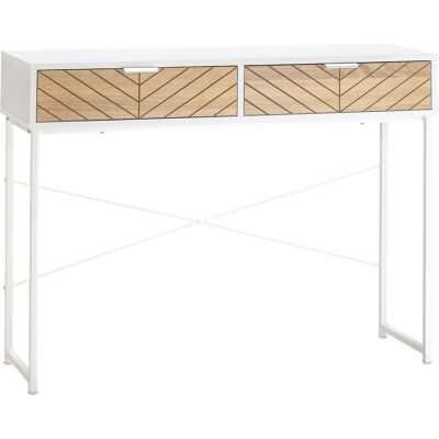 JHY DESIGN Consola Estrecha Con 2 Cajones, Diseño De Líneas Esculpidas, Estilo Moderno, Color Blanco Y Roble. JHY DESIGN Consola Estrecha Con 2 Cajones, Diseño De Líneas Esculpidas, Estilo Moderno, Color Blanco Y Roble.