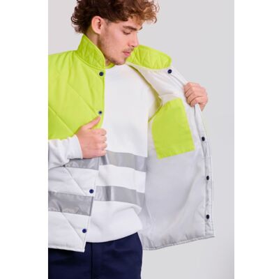 Chaleco Acolchado Para Alimentación En Iso13688 Con Cintas Reflectantes C1010 Workteam S Blanco+amarillo A.v. Chaleco Acolchado Para Alimentación En Iso13688 Con Cintas Reflectantes C1010 Workteam S Blanco+amarillo A.v.