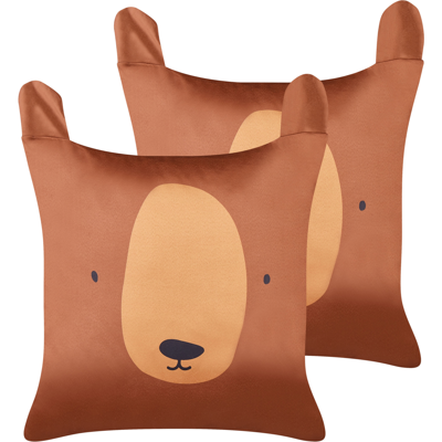 Beliani Cojines Infantiles Patrón de Oso Marrón Algodón 45x45cm - Decoración Beliani Cojines Infantiles Patrón de Oso Marrón Algodón 45x45cm - Decoración