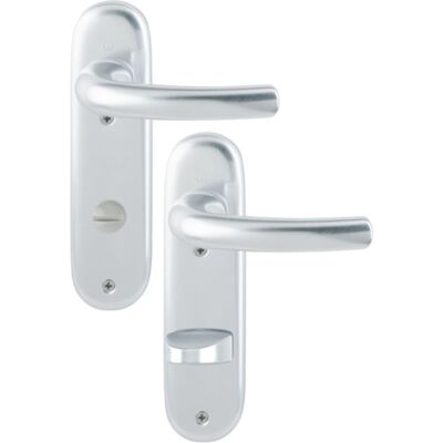 Conjunto de escudo corto de aluminio Hoppe - Manija de baño/WC - Tipo de puerta Conjunto de escudo corto de aluminio Hoppe - Manija de baño/WC - Tipo de puerta