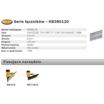 Clavos Bostitch Modelo BRT21 - 3.80 x 120 mm - Pack de 1288 Clavos Bostitch Modelo BRT21 - 3.80 x 120 mm - Pack de 1288