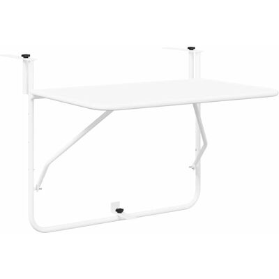 vidaXL Mesa de balcón blanca de metal exterior rectangular vidaXL Mesa de balcón blanca de metal exterior rectangular