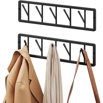 Woltu 2 Percheros De Pared Con 5 Ganchos Giratorios, 60x15x1,5 Cm - Negro Woltu 2 Percheros De Pared Con 5 Ganchos Giratorios, 60x15x1,5 Cm - Negro