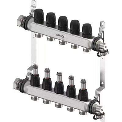 Uponor 1140836 - Distribuidor de circuito de calefacción con medidor de flujo Uponor 1140836 - Distribuidor de circuito de calefacción con medidor de flujo
