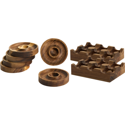 BELIANI Conjunto De Hueveras Para 8 Huevos De Madera De Acacia Servir Guardar Huevos Marrón Fournil BELIANI Conjunto De Hueveras Para 8 Huevos De Madera De Acacia Servir Guardar Huevos Marrón Fournil